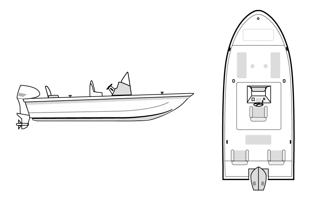 BAY BOAT - Rounded Bow, Center Console, Low or No Bow Rails 